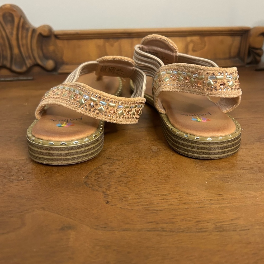 Women's Palms Beaded Tan Sandals, Size 8 - Picture 2 of 7